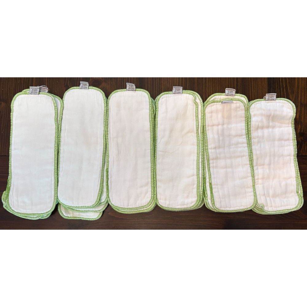35 Cloth-eez Cotton Inserts Cloth Diapers Green Serged Edges Small